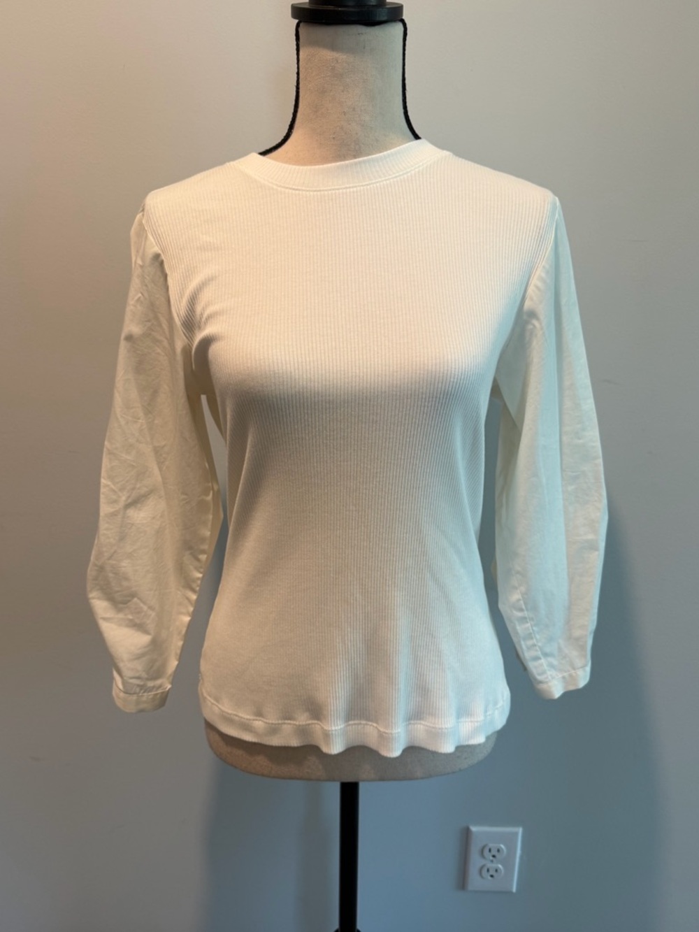 Derek Lam 10 Crosby White Ribbed Top Women’s size Medium Cotton Modal Stretch